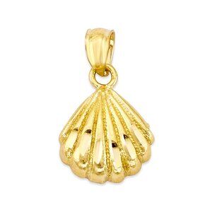 Solid 10k Gold Shell Pendant - Beach Jewelry Gifts for Women